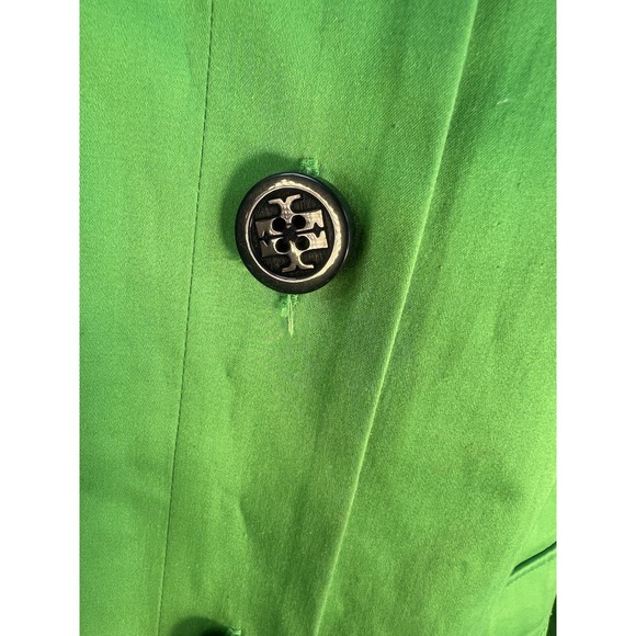 TORY BURCH kelly green logo button flap pocket womens utility jacket sz 10 - Picture 8 of 9